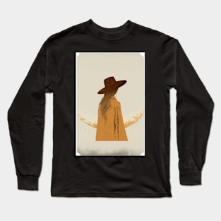 Minimalist Boho Art Aesthetic Artwork Female Bohemian Style Long Sleeve T-Shirt